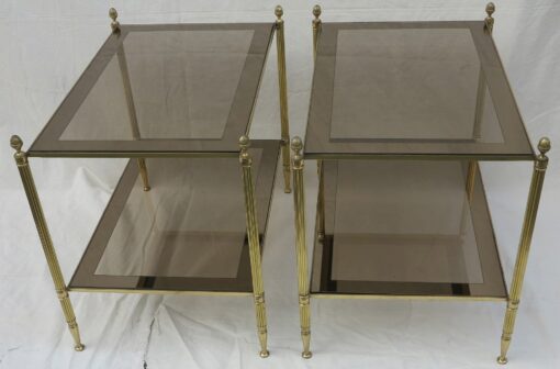 Pair of ends of sofas style Bagués bronze with smoked glass circumference mirror - Image 6