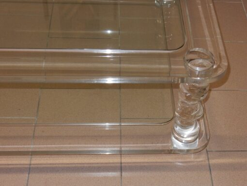 1970' Table Basse en Altuglas, ROMEO  Taille 1m00 X 1m00 + 2 Bouts de Canapés – Image 8