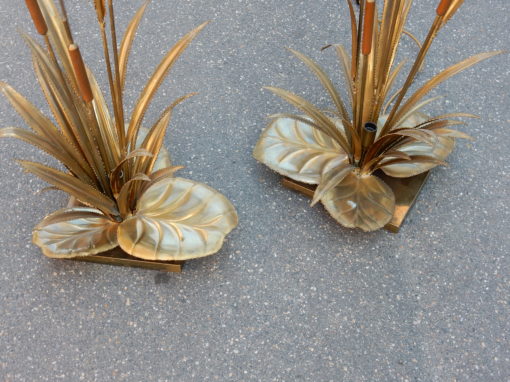 1970' Paire de Lampes aux Roseaux Style Maison Jansen Laiton – Image 6