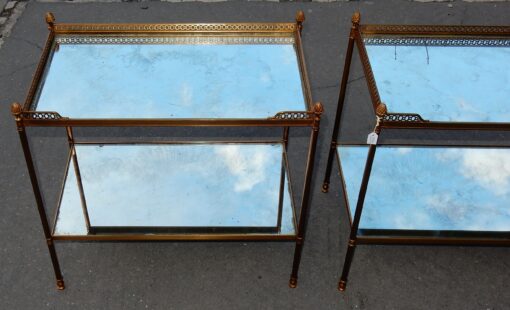 1950/70' Pair  Of End Of Sofa Maison Bagués  With Tops In Oxyded mirror With Openwork Galleries 59 X 35 cm - Image 4