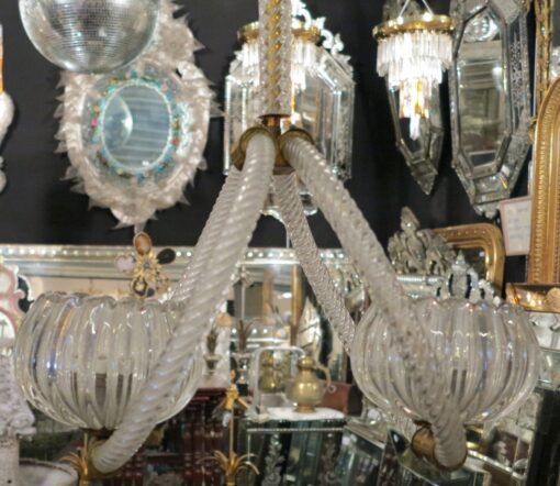 Lustre en verre 2 boules style Barovier e Toso – Image 4