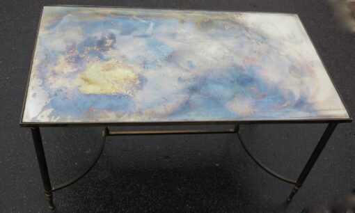 1970 Coffee table Maison Bagués  in Bronze with top miror oxyded oldered - Image 6