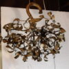 1900' Lustre Boule de Gui en Bronze Art Nouveau a 4 Lampes Diamètre 45 cm