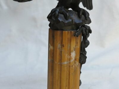 Porte Montre à l'Aigle Impérial en Bronze sur Colonne Marbre de Sienne