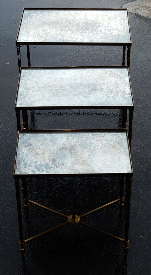 1950/70 Series of 3 gicognes tables Modél Bamboo  Maison Bagues - Image 5