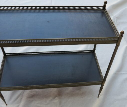 1950/70' Shelf in brass with gallery Maison Bagués 2 tray with black leather - Image 2