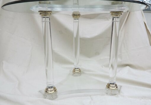 1970' Round Table or Lucite Pedestal Table And Golden Cabochons - Image 4