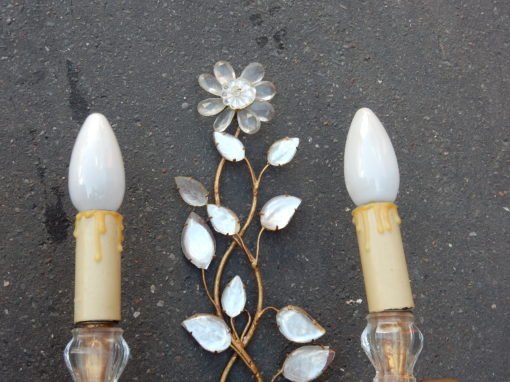 1970' Pair Wall Lamp has the Flower Baguès H 40 cm - Image 3