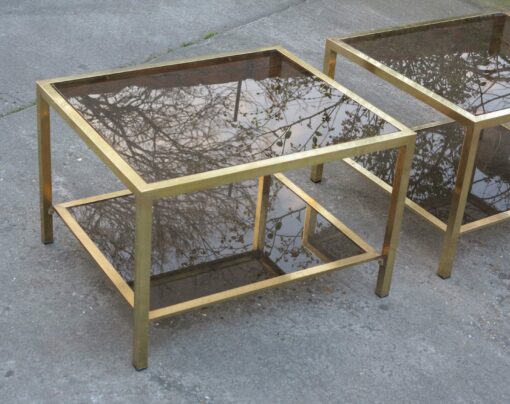 1970/80' Pair of End of Sofa with Tops in Smoked 70 X 60 cm - Image 6