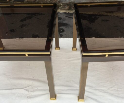 70' pair of sofas brass and bronze - Image 8