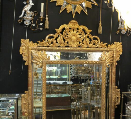1880' Miroir à Fronton style Louis XIV à Parecloses - Doré à l'Or - 169 x127 cm – Image 5
