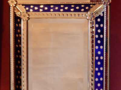 1940/50 ' Venitian Mirror N3  With Pediment - Blue Glass Adorned with Stars
