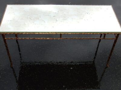 1950/70' Coffee Table Maison Charles, Top in Oxyded Gilted Mirror