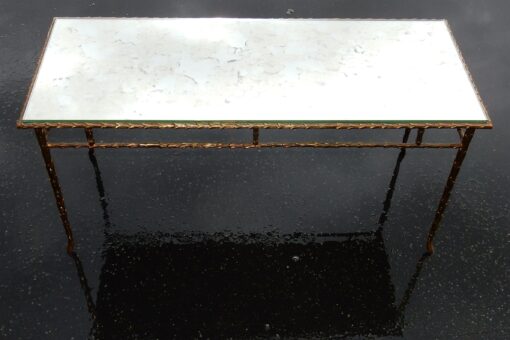 1950/70' Coffee Table Maison Charles, Top in Oxyded Gilted Mirror