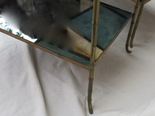 1950/70' Pair  of end of sofa Maison Bagués Bamboo model with tops in oxyded silvered miror 55 x38 - Image 6