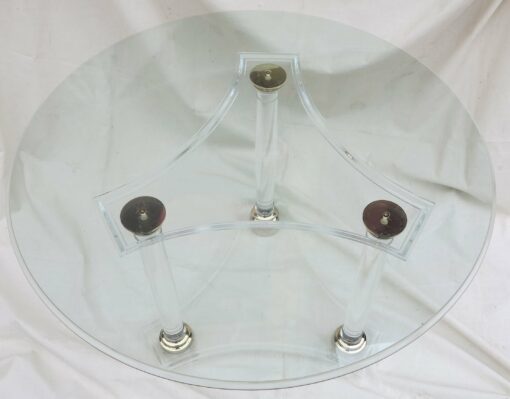 1970' Round Table or Lucite Pedestal Table And Golden Cabochons - Image 3