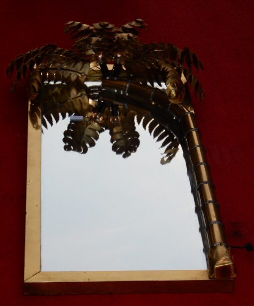 1970 ' Original Mirror Maison Jansen with Palm Illuminating Single Piece by Barbier - Image 6