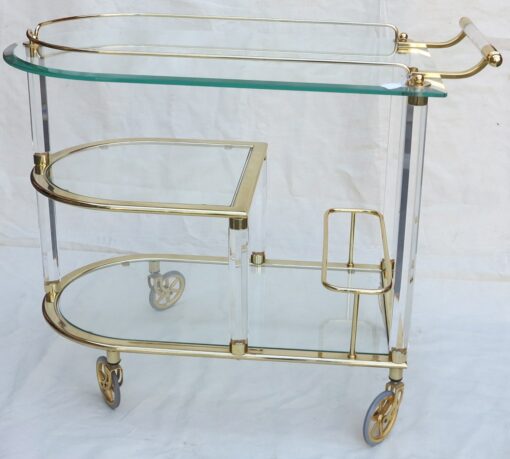70' Golden metal and lucite  troll rolling bar in the style of Maison Roméo - Image 7