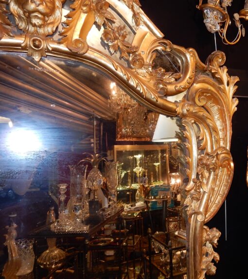 1850' Miroir de Style Louis 15 en Bois Doré Glace Mercure 2m40 X 1m50 – Image 4