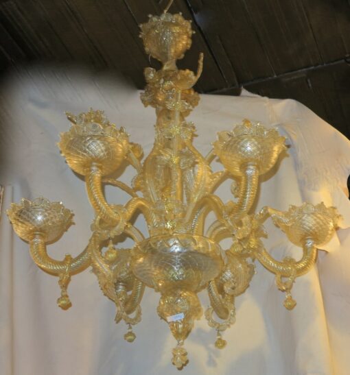 Chandelier  Murano cristal and gold  with 6 lights arms
