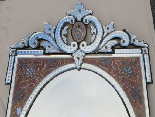 1880/1900' Mirror Napoleon III Enamelled on Colored Cartridges - Image 4