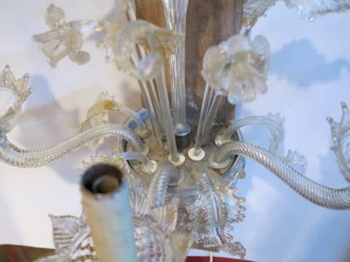 1950' Paire d'Appliques Cristal Murano et Inclusion Feuilles d'Or 3 Bras – Image 3