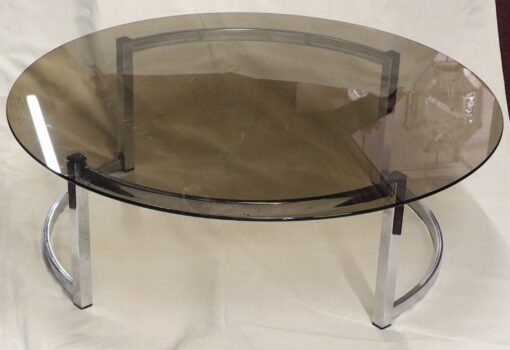 Cofee table circle with top smoked glass - Image 5