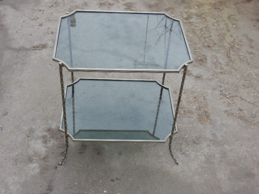 1950/70 Guéridon Maison Baguès Modèle Bambou Laiton Argenté Angles Concaves – Image 6