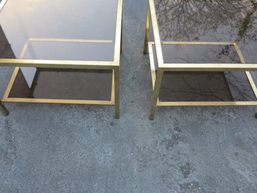 1970/80' Pair of End of Sofa with Tops in Smoked 70 X 60 cm - Image 2