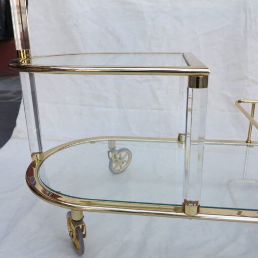 70' Golden metal and lucite  troll rolling bar in the style of Maison Roméo - Image 8