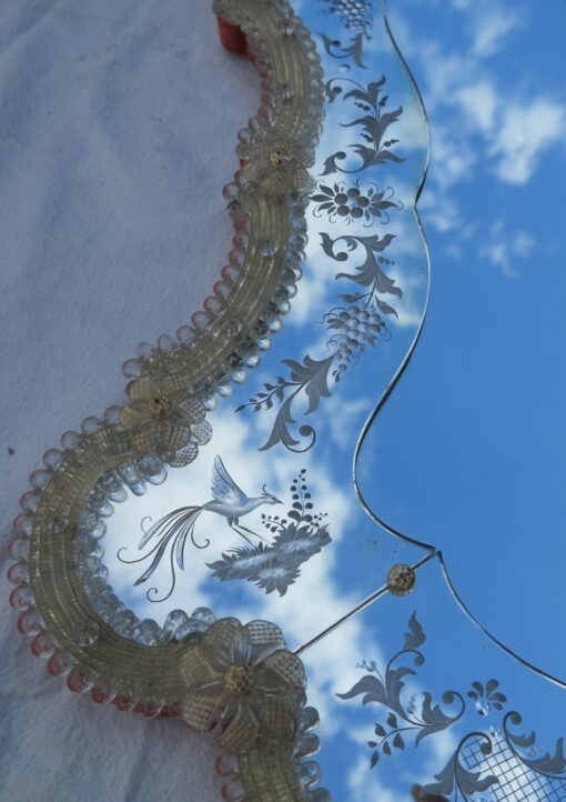 Miroir Murano aux oiseaux Lyre – Image 3