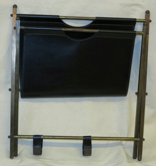 1950/70 Jacques Adnet skaï and brass carry newspaper - Image 8