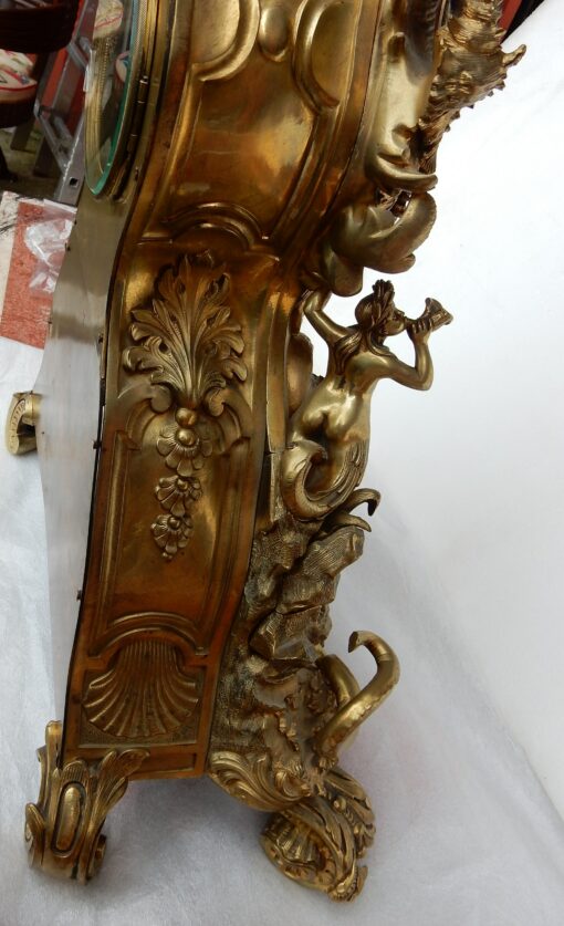 1840' Pendule Rocaille en Bronze par Denier à Paris "Un Monde Aquatique" – Image 5