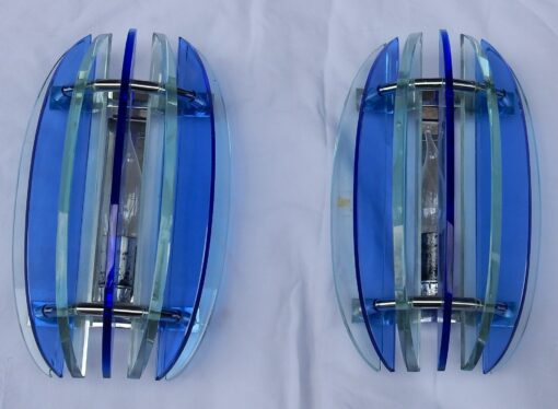 1950/70' Paire d appliques bleues style Fontana Arte
