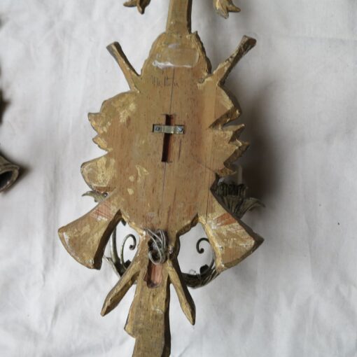 1950/70 Pair of sconces  silvered wood  has the music instruments drum and trumpets - Image 6