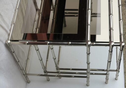 1950/70 Series of 3 Nesting tables chromed brass Model Bamboo Adnet Jacques top silvered frame - Image 3