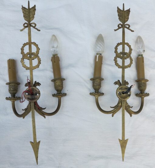 Pair sconces bronze Empire style  heads eagles and fléches - Image 4