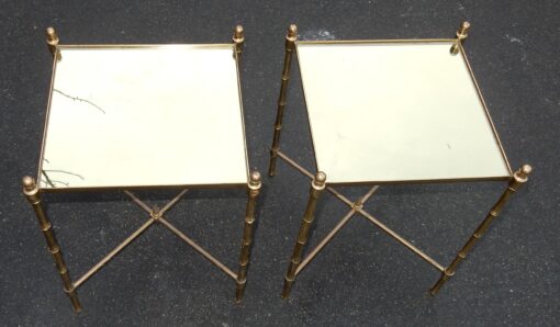 1950/70' Pair of End of Sofa Maison Baguès with Tops in Gilted Mirror 38 X 39 cm