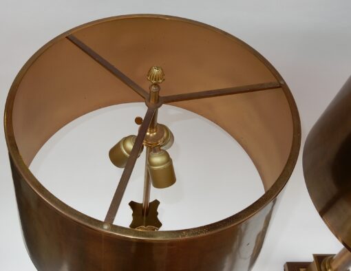 1950/70 Pair Of Lamps With Coryntian Columns In Brass And Bronze Signed Charles - Image 7