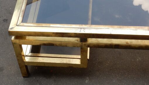 1970' Rectangular Coffee table Guy Lefevre in bronze and polish brass - Image 2