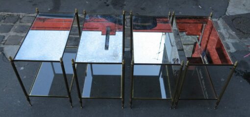 1950/70 4 rectangular ends of sofa Maison Bagués brass and tans trays mirror olded oxyded gilted  with Olympic flames - Image 6