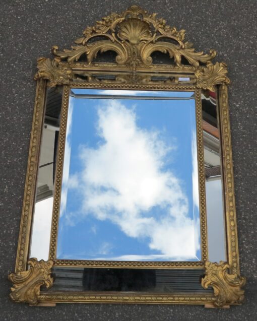 Miroir style Régence à Coquille Glaces Mercure Parecloses Doré à l'Or 123 x 87 cm