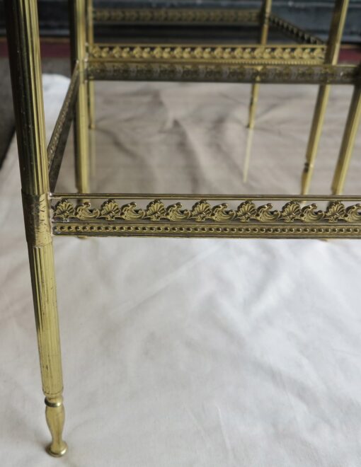 1970 Side table pair 36 x 36 in brass with gallery Maison Bagués - Image 6