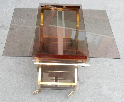 1950/70 'Brass Rolling Bar With Sliding Trays Style Maison  Jansen - Image 3
