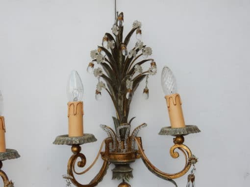1950-1970 Pair of Sconces with Pinapple Leaves in the Style Maison Baguès - Image 5
