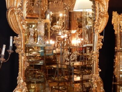 1850' Miroir de Style Louis 15 en Bois Doré Glace Mercure 2m40 X 1m50