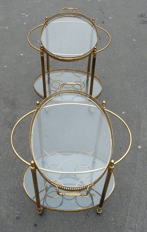1950/70 Pair Of Rolling Bar In Brass Maison Bagués  in The Style of  L XVI - Image 6