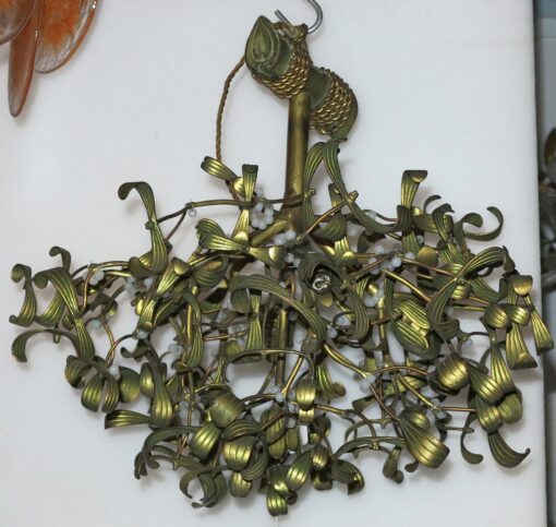 Lustre boule de gui en bronze art nouveau a 5 lampes  diametre 50