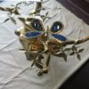 1970' Lighting Coffee table in the Bonsai on golden bronze sand dune Willy  Daro or Duval Brasseur with butterfly in bronze  and fly in blue agate - Image 5