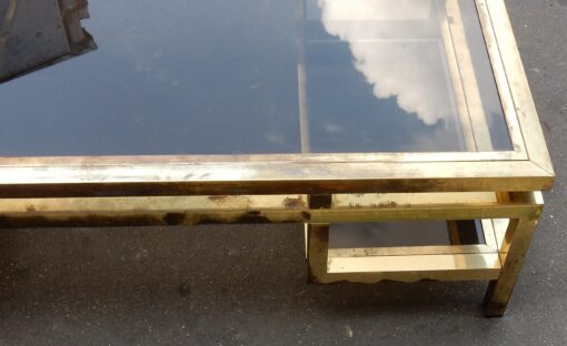 1970' Rectangular Coffee table Guy Lefevre in bronze and polish brass - Image 3